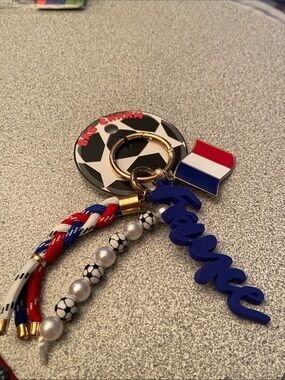 France Keychain and Card Holder Charm – Blue, Red, White